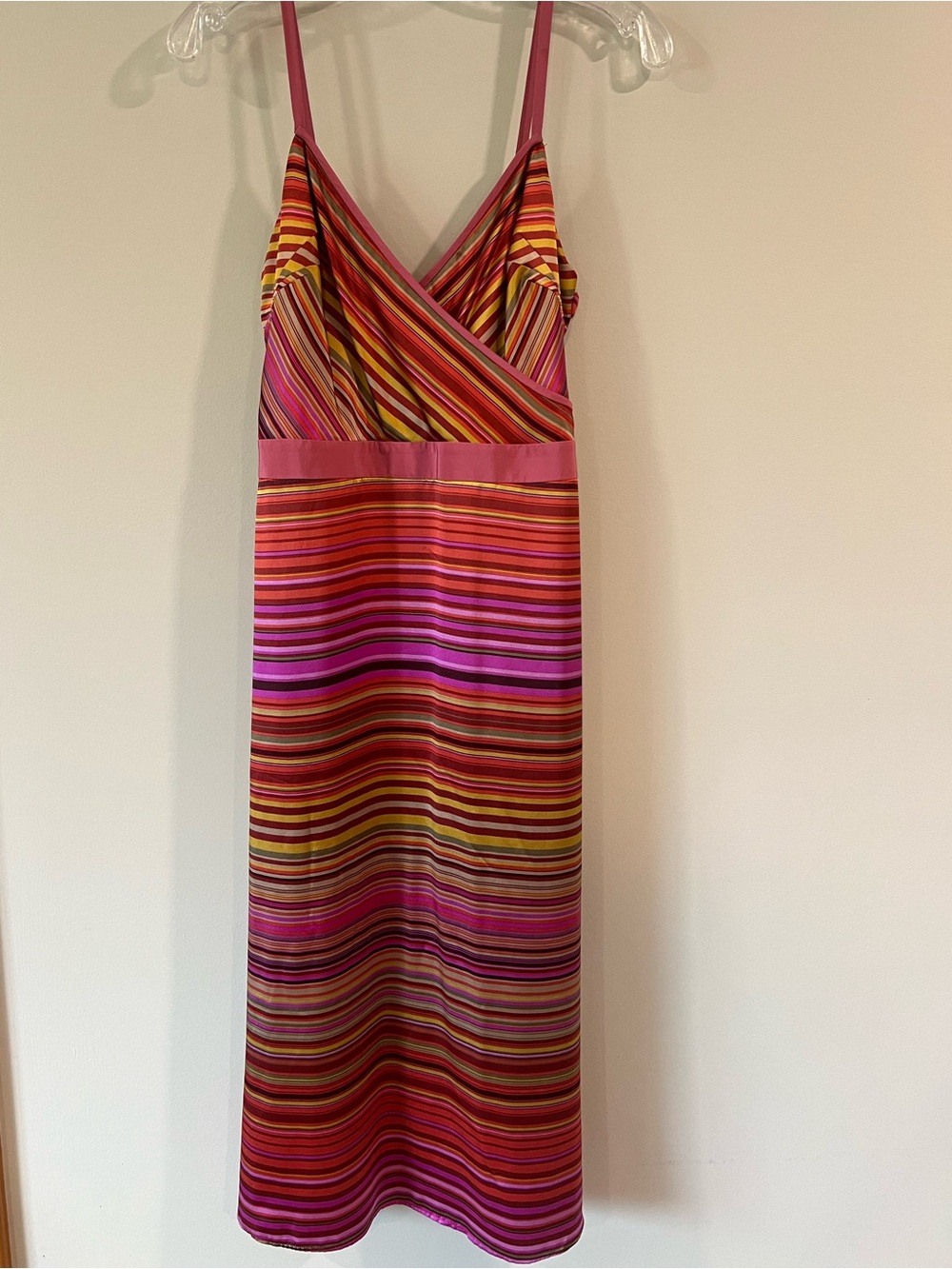 Y2K - 4, Silk, Banana Republic Striped Sleeveless Dress in Pink, Red & Yellow